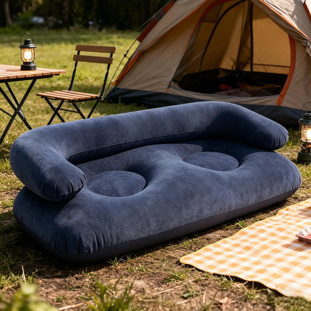 Portable Inflatable 2-Seat Sofa Chair with Armrests for Camping Inflatable Camping Sofa Babs