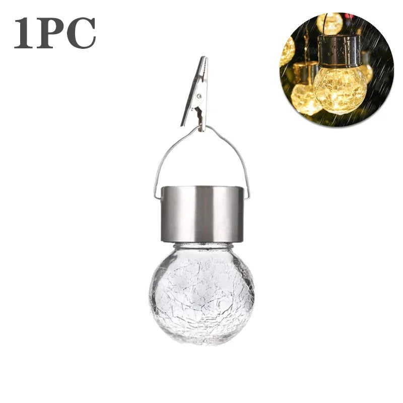 Solar Hanging Garden Lights – LED Cracked Glass Ball Lanterns Solar Garden Lantern Babs Warm-1PC