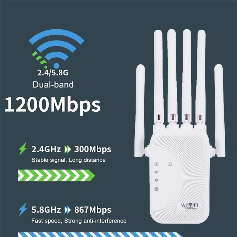 AC1200 Dual Band WiFi Extender 1200Mbps 2.4G & 5GHz Repeater WiFi Range Extender Babs