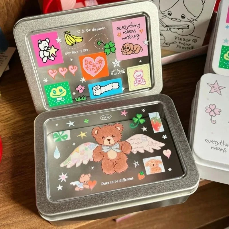 Windowed Metal Storage Box – Cute Bear & Card Organizer Metal Storage Box Babs
