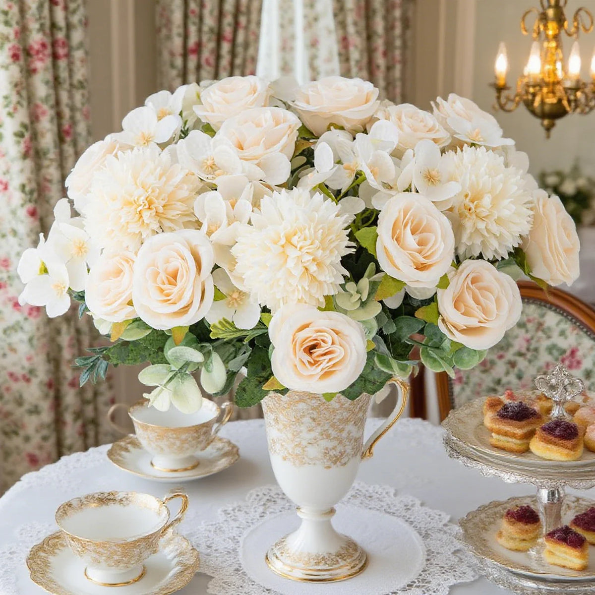 Silk Rose & Chrysanthemum Artificial Bouquet | Wedding Décor Artificial Flower Bouquet Babs