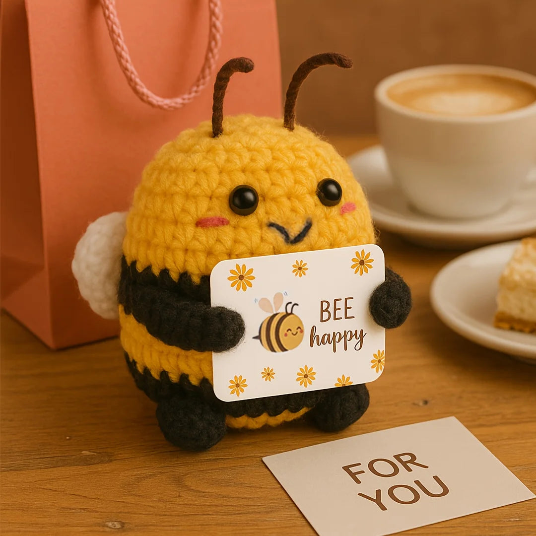 Hand-Knit Bee Doll – Keychain, Bag Charm & Home Decor Knit Plush Doll Babs