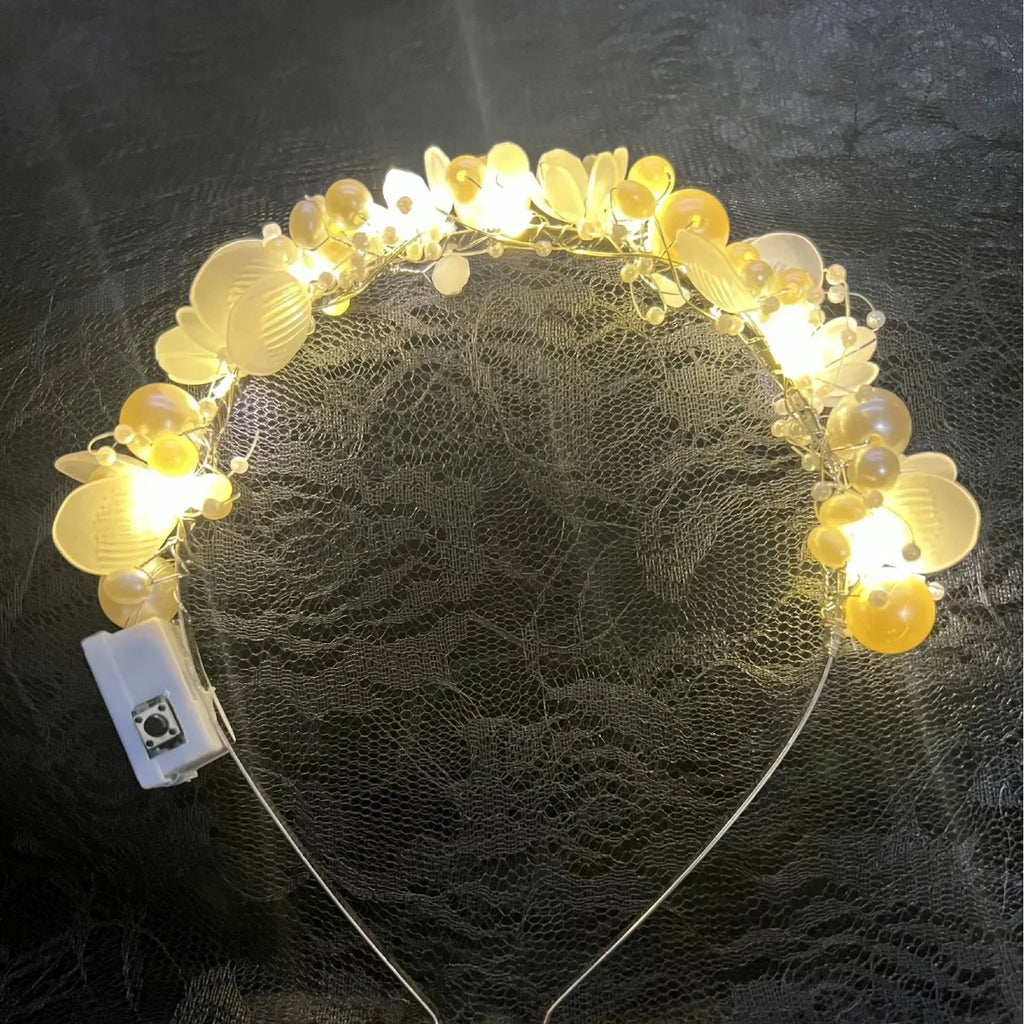 LED Crown Princess Headband – Flashing Glow Crystal Party Headwear LED Party Headband Babs