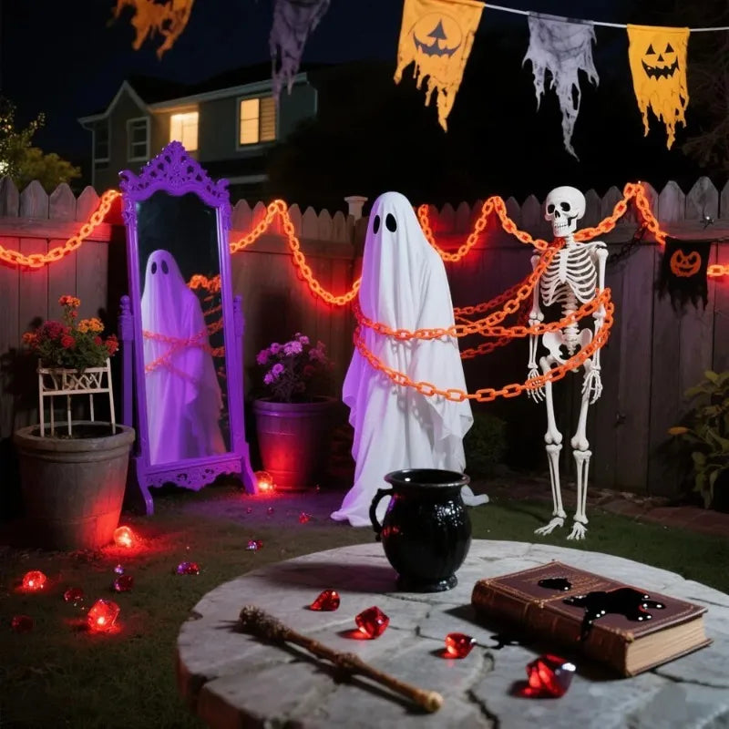 Halloween Ghost Lawn Chain Light Set – Garden Party Decor Halloween String Lights Babs