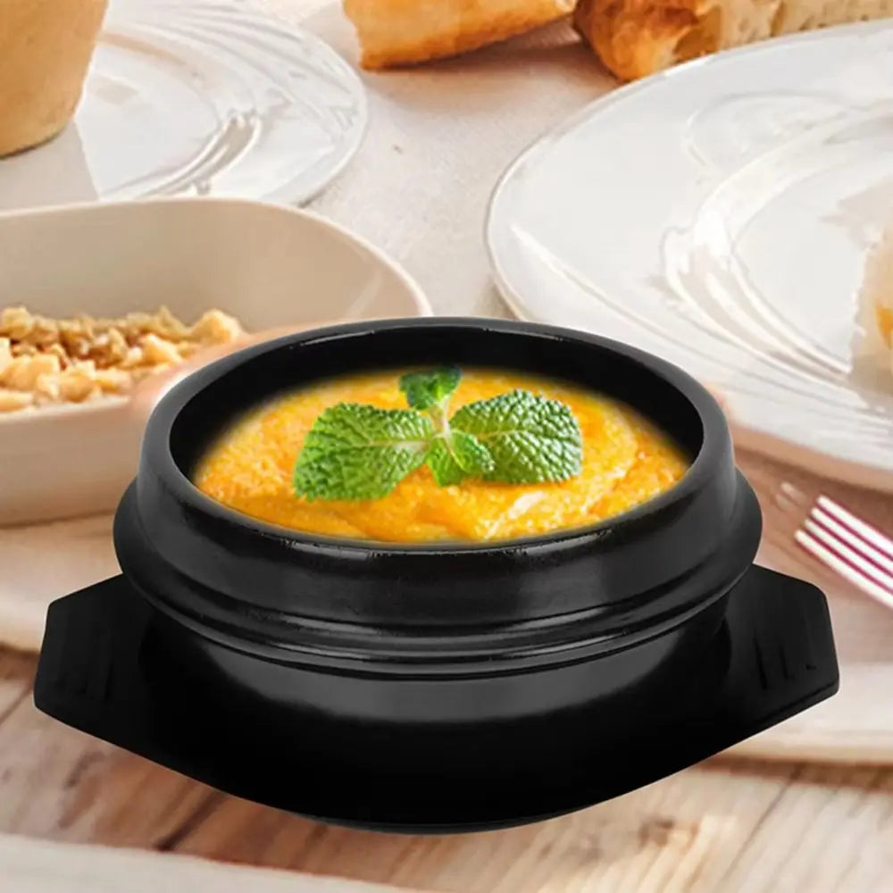 16cm Korean Stone Clay Pot with Tray | Bibimbap Cookware Clay Stone Pot Babs