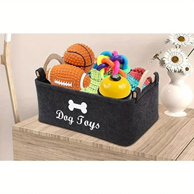 Felt Pet Toy Box – Dog Toy Storage Basket Organizer Pet Toy Storage Basket Babs