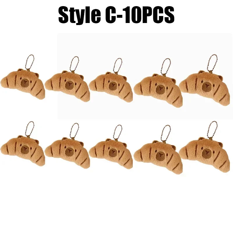 Cute Capybara Plush Keychain – Anime Bread Topper Fluffy Charm