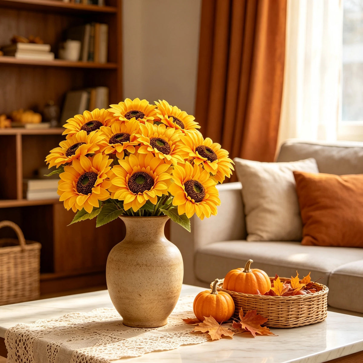 6 Pcs Silk Artificial Sunflowers – Wedding & Home Décor Artificial Silk Flowers Babs