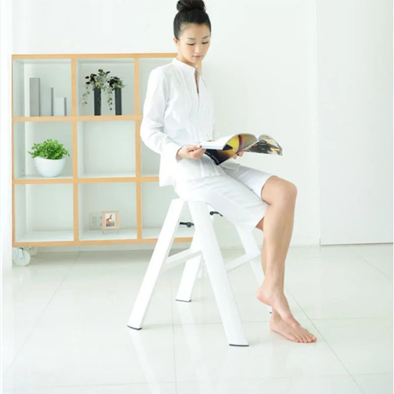Folding Aluminum 3-Step Ladder – Portable Multifunctional Step Stool Folding Step Ladder Babs