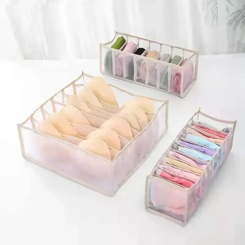 3-Pack Drawer Underwear & Sock Grid Organizer Storage Boxes Drawer Closet Organizer Babs