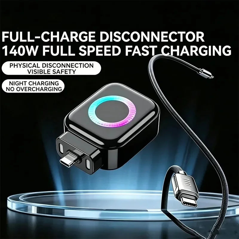 140W PD Type-C Fast Charger with RGB Light & Auto Power-Off USB-C Fast Charger Babs