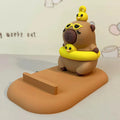 Capybara Phone Stand – Cute Desktop Decor & Mobile Holder Novelty Phone Stand Babs yellow