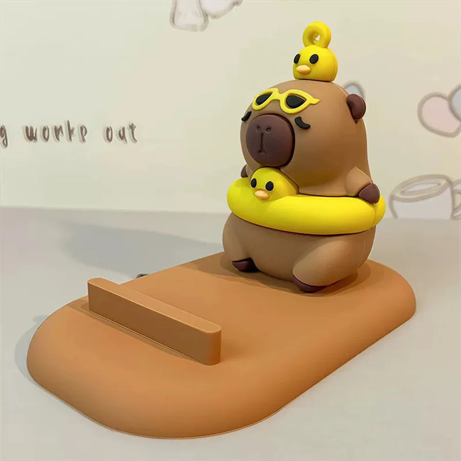 Capybara Phone Stand – Cute Desktop Decor & Mobile Holder Novelty Phone Stand Babs yellow