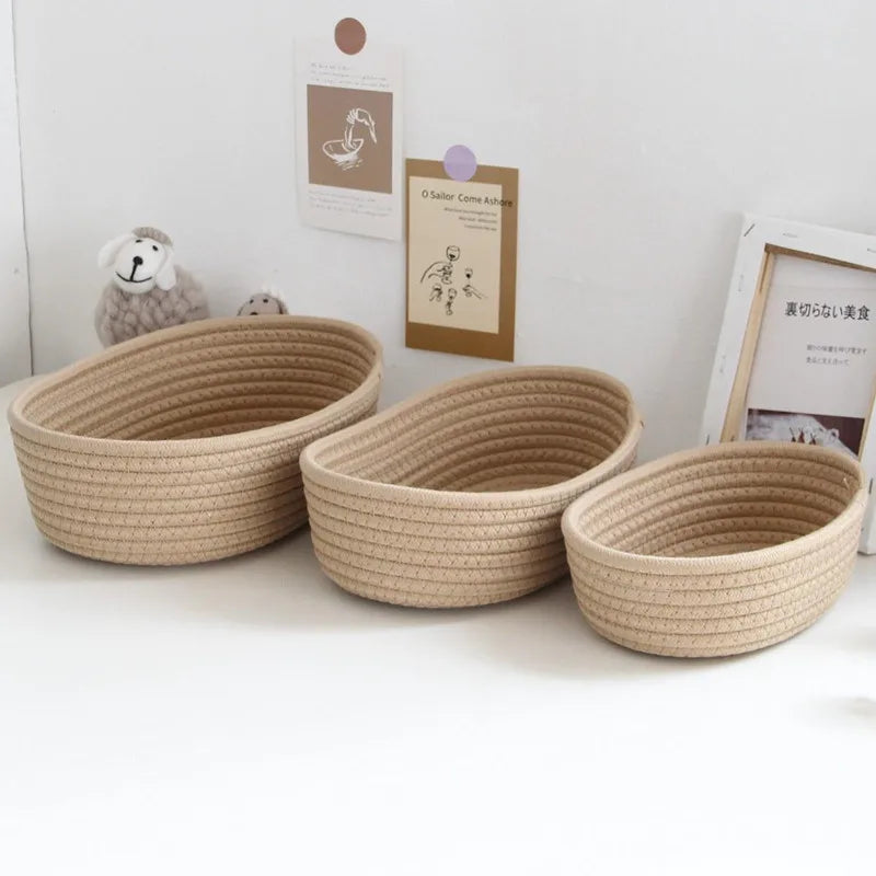 Nordic Cotton Rope Woven Storage Basket – Desktop Organizer Woven Storage Basket Babs