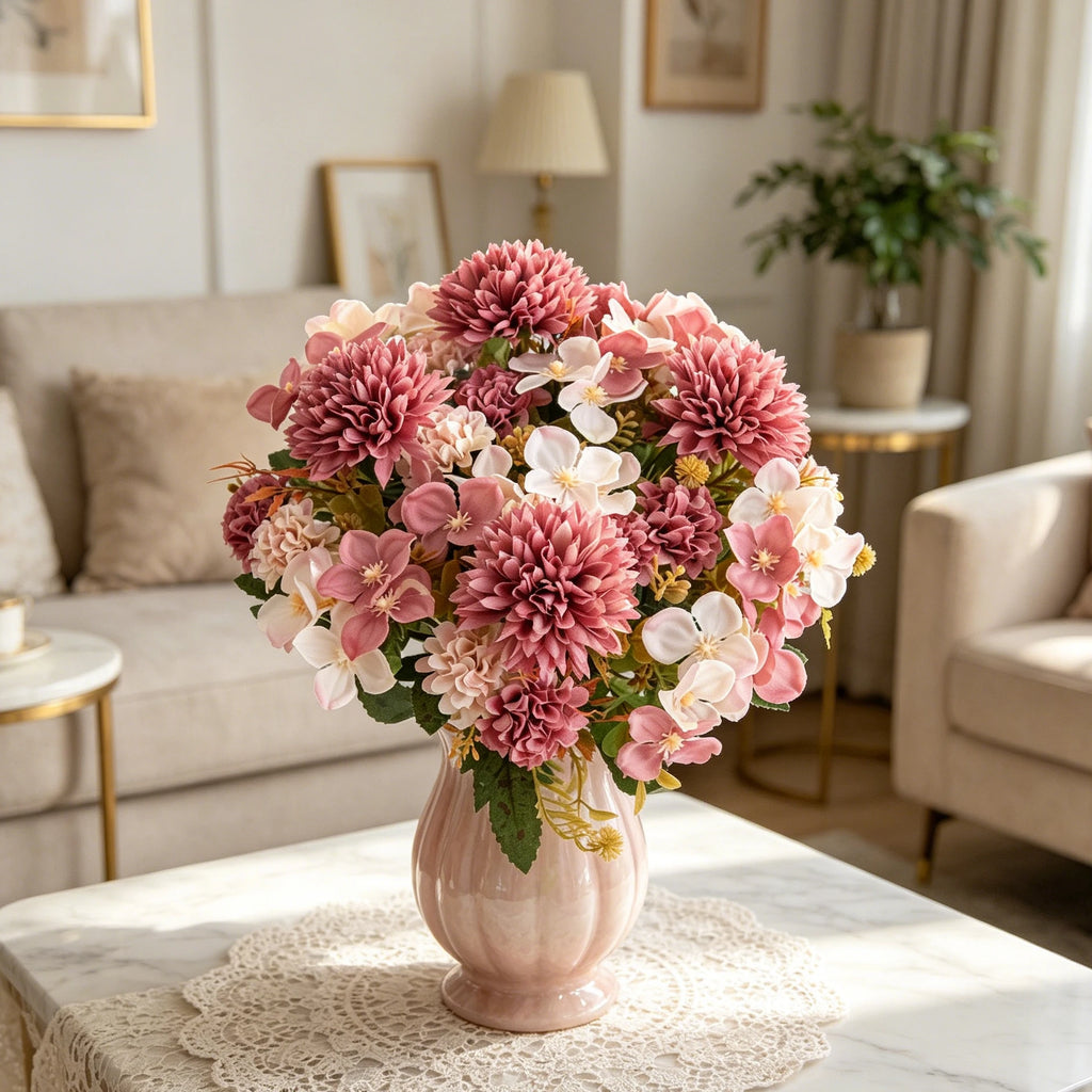 Silk Hydrangea & Carnation Artificial Flowers – Wedding & Home Artificial Silk Flowers Babs