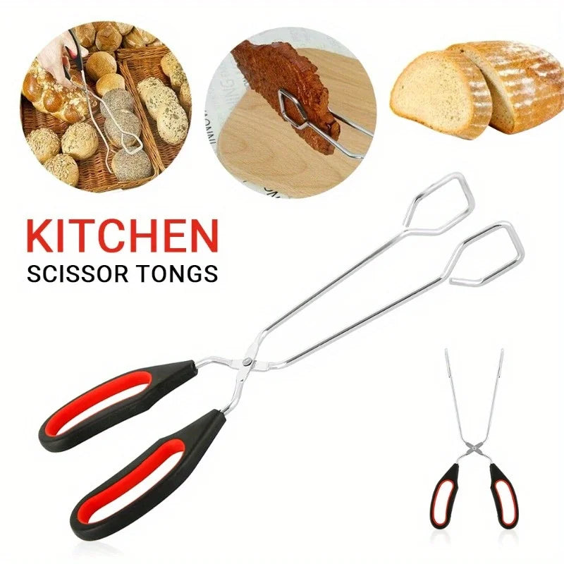 Stainless Steel BBQ Tongs – Non-Slip Long Handle Grilling Clip BBQ Grilling Tongs Babs