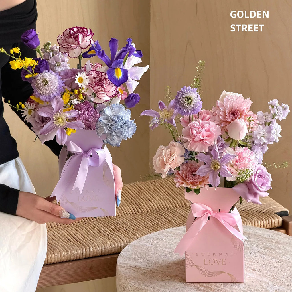 Flower Bouquet Gift Box – Floral Handbag Basket & Wrap Flower Gift Box Babs