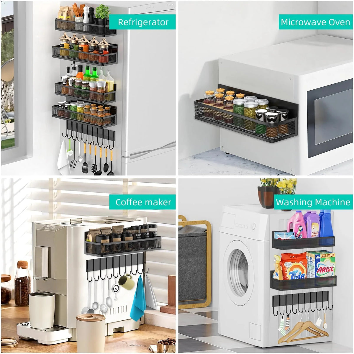 Magnetic Spice Rack for Refrigerator – Stainless Steel Magnetic Spice Rack Babs