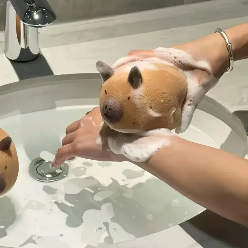Cute Capybara Bath Sponge – Soft Face & Body Wash Ball Bath Sponge Babs