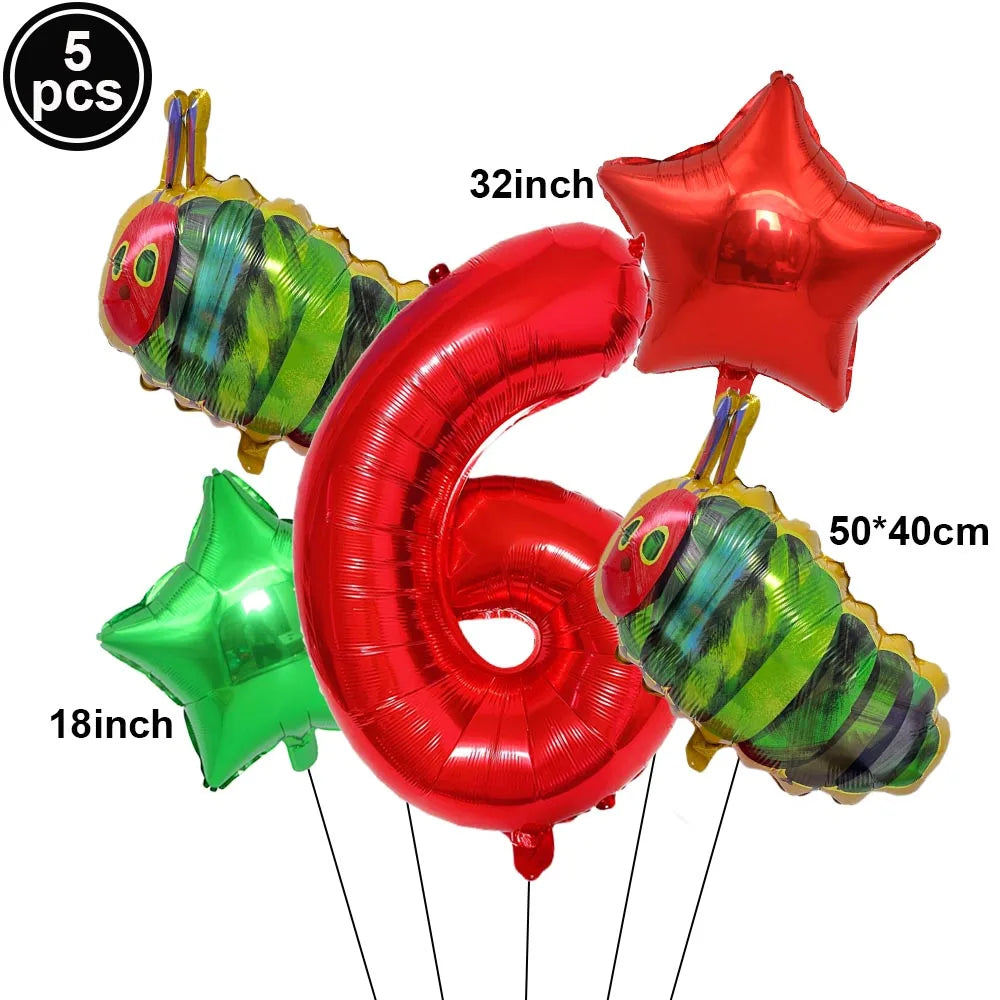 Cartoon Caterpillar Foil Balloon Set – 32" Number Balloons 1–9 Party Foil Balloons Babs DARK GRAY As pictures show