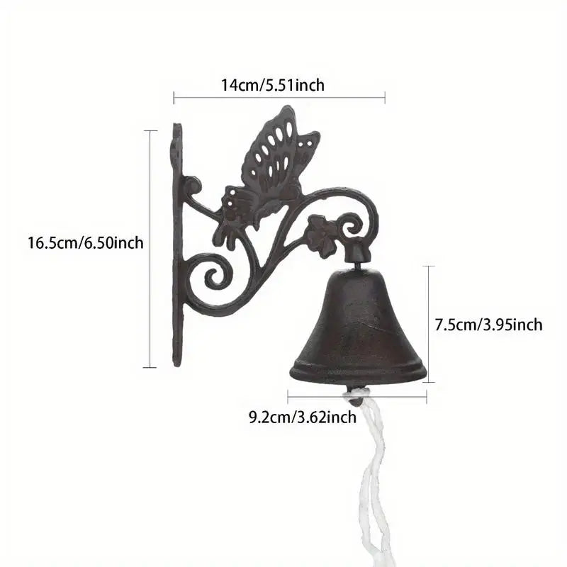 Retro Cast Iron Butterfly Doorbell | Wall Mounted Hand Crank Bell Decorative Doorbell Babs