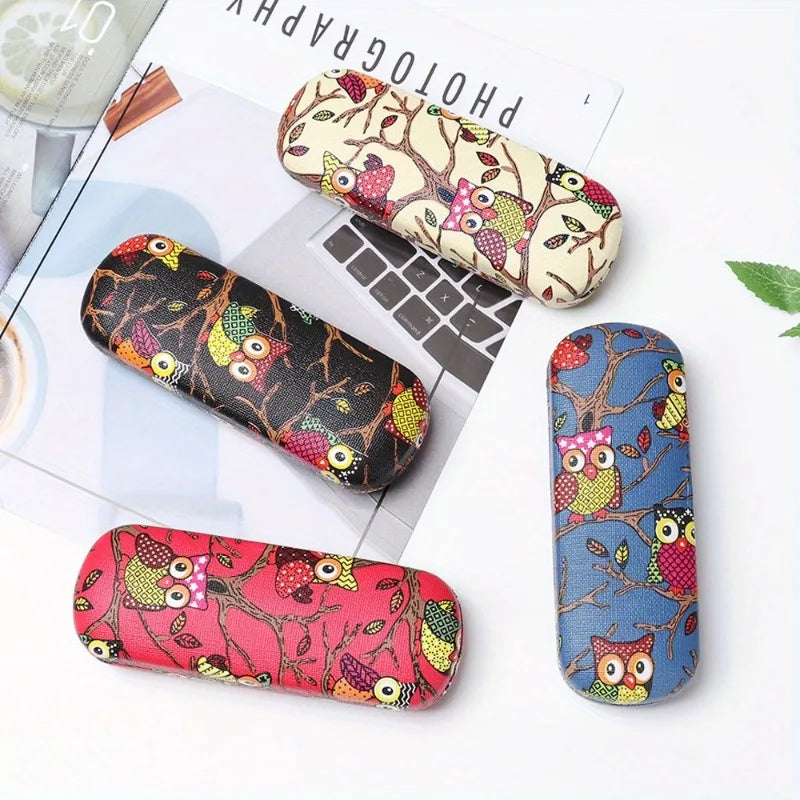 Cute Owl Hard Leather Eyeglasses Case – Portable Glasses Box Eyeglasses Case Babs