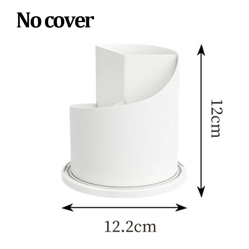 360° Rotating Makeup Brush Holder with Dustproof Lid – Clear Makeup Brush Organizer Babs White no cover