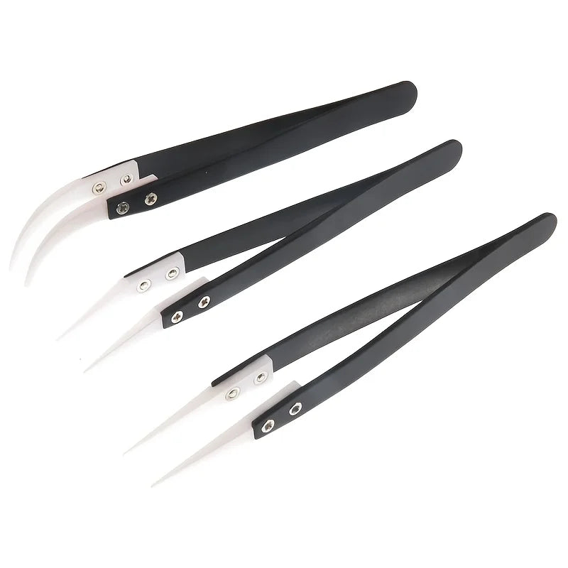 Anti-Static Ceramic Tweezers – Heat Resistant, Curved & Straight Tip Precision Tweezers Babs