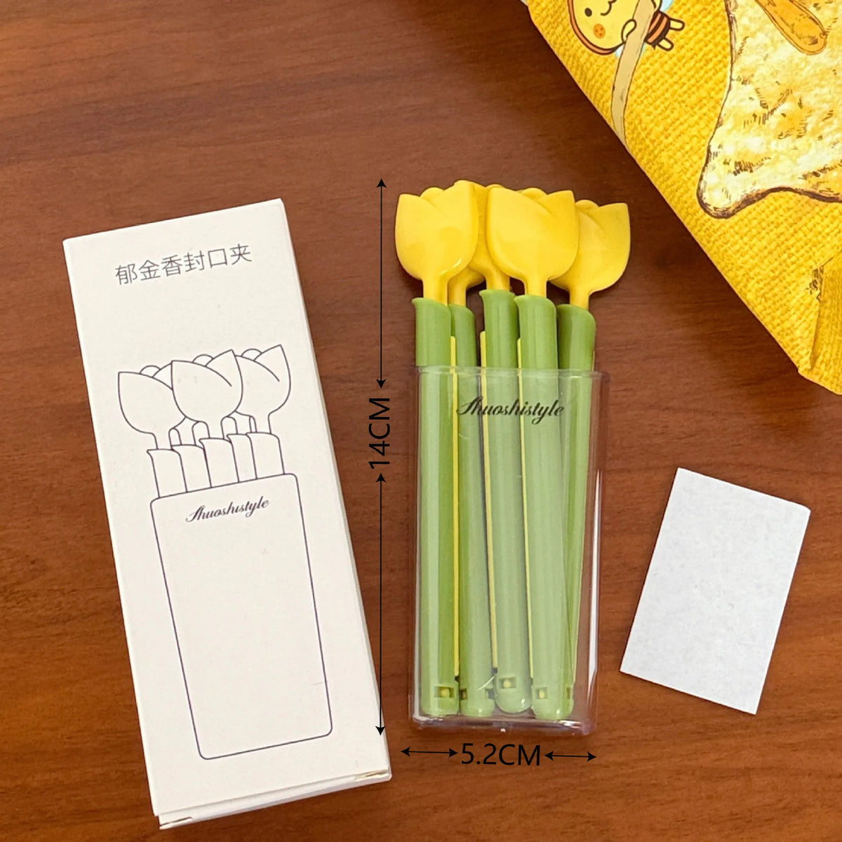 5-Pack Tulip Magnetic Bag Clips – Moisture-Proof Snack Sealer Food Storage Clips Babs Yellow 5pcs