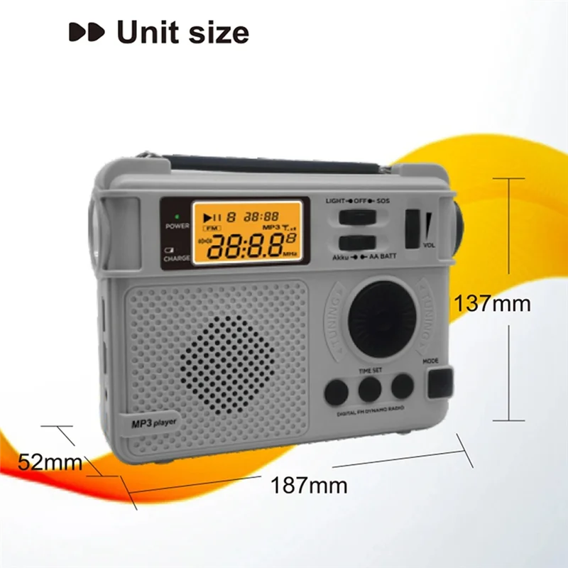 Hand Crank Emergency FM Radio – Bluetooth, Flashlight & Power Bank Emergency Radio Babs