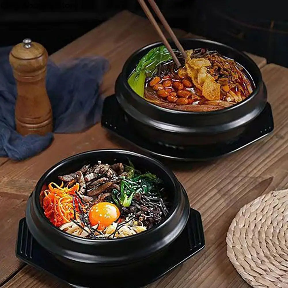 16cm Korean Stone Clay Pot with Tray | Bibimbap Cookware Clay Stone Pot Babs