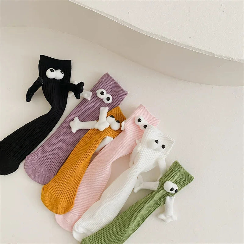 Magnetic Hand-Hold Family Matching Cotton Crew Socks Kids Adults Family Matching Socks Babs