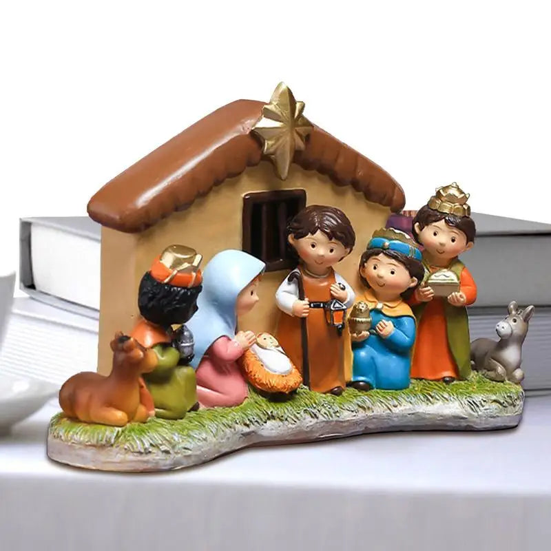 Christmas Nativity Scene Resin Manger Figurine Set | Holiday Gift Nativity Figurine Set Babs 1pc