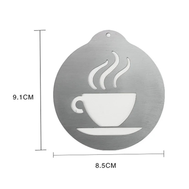 5-Piece Stainless Steel Coffee Latte Art Stencils & Needles Coffee Art Stencil Set Babs