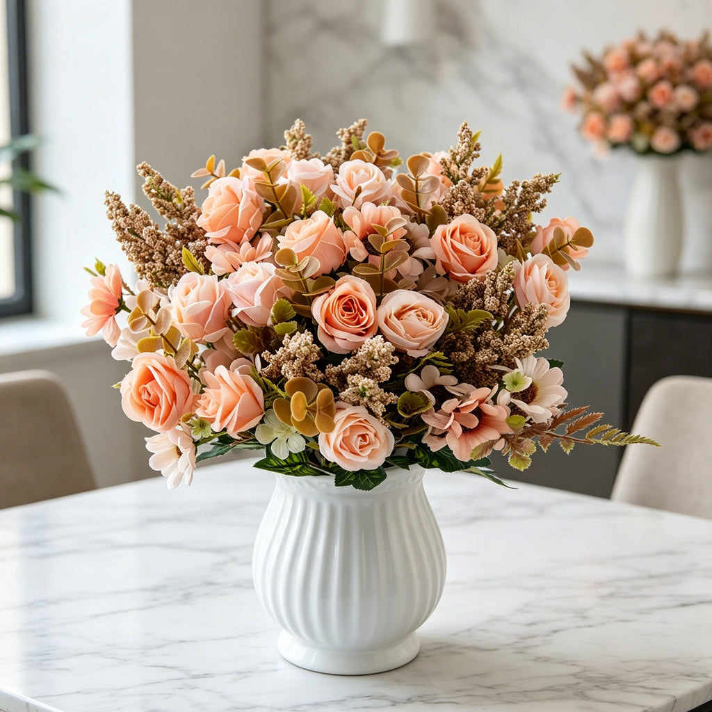 Silk Rose Artificial Flower Bouquet – Wedding & Home Décor Artificial Flower Bouquet Babs