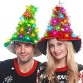 LED Glowing Christmas Tree Hat with Tinsel & Lights LED Christmas Hat Babs green