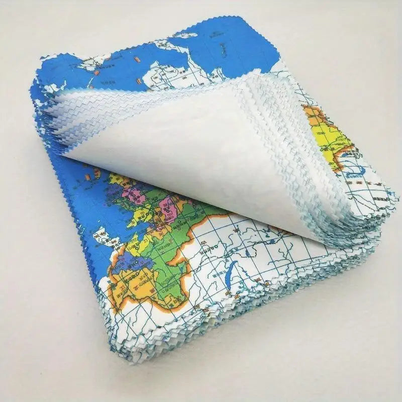 10-Pack Microfiber Lens Cleaning Cloths – Map Print Design Lens Cleaning Cloth Babs