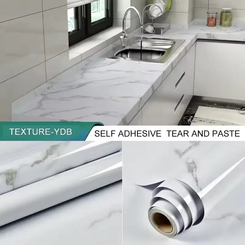 40cm Marble Self-Adhesive PVC Wallpaper – Waterproof Vinyl Film Self-Adhesive Wallpaper Babs
