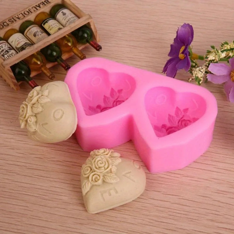 Heart Rose Silicone Mold – Fondant, Chocolate & Soap DIY Silicone Baking Mold Babs