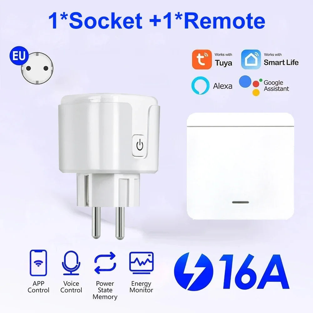 Tuya WiFi RF433 Smart Socket 16A – Voice & App Control Smart WiFi Socket Babs 1socket 1panel (1)