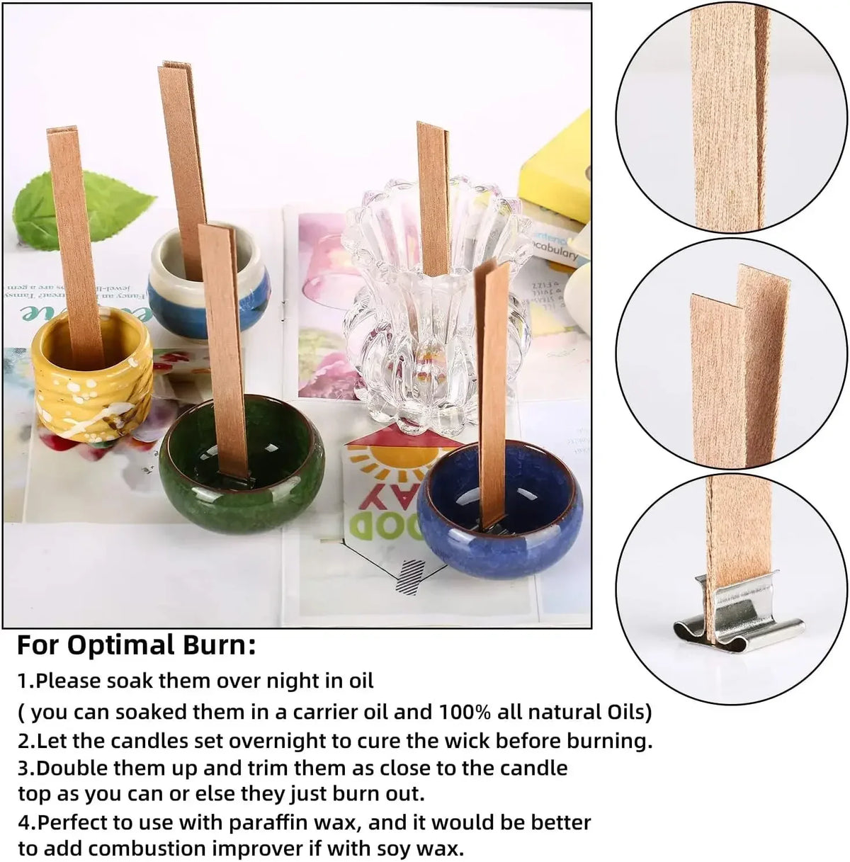 Wooden Candle Wicks for DIY Soy & Paraffin Candle Making Candle Making Wicks Babs