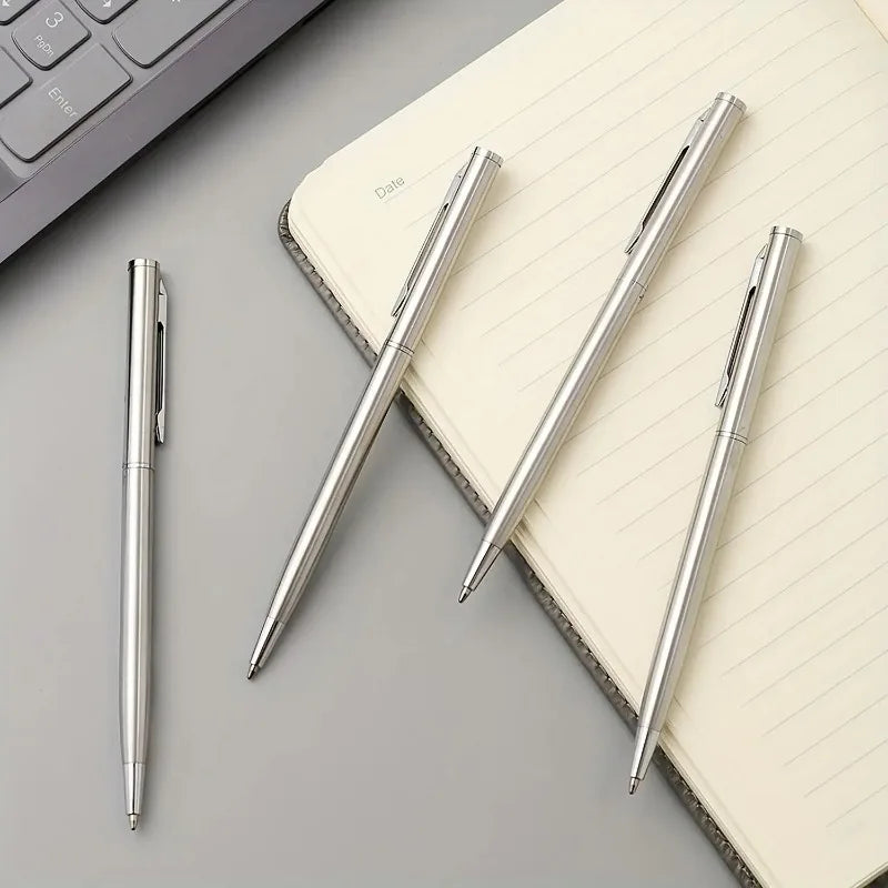 10-Pc Stainless Steel Ballpoint Pen Set – Twist-Top, Medium Nib Ballpoint Pen Set Babs