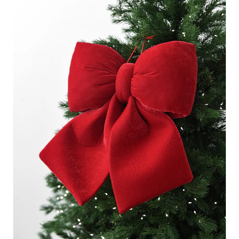 Christmas Velvet Red Bow Ornaments – Xmas Tree Hanging Décor Christmas Bow Ornament Babs
