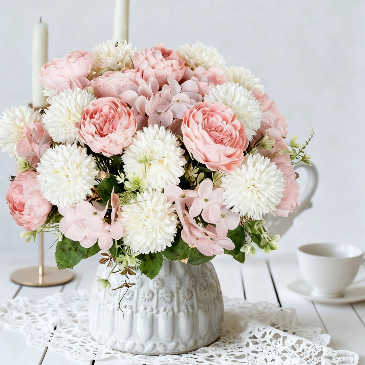 Silk Peony & Hydrangea Artificial Flower Bouquet | Wedding Décor Artificial Flower Bouquet Babs