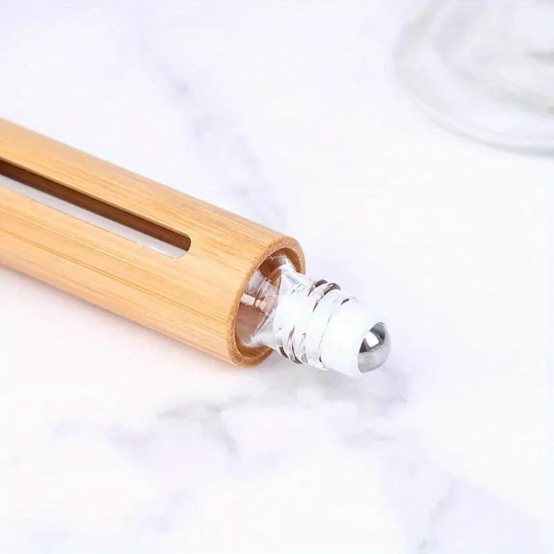 10ml Bamboo Roller Ball Bottle – Refillable Perfume Travel Vial Roller Ball Bottle Babs