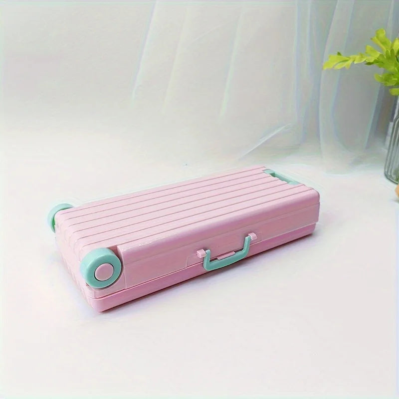 Double-Layer Trolley Case Stationery Box | Desk Organizer Stationery Pencil Box Babs