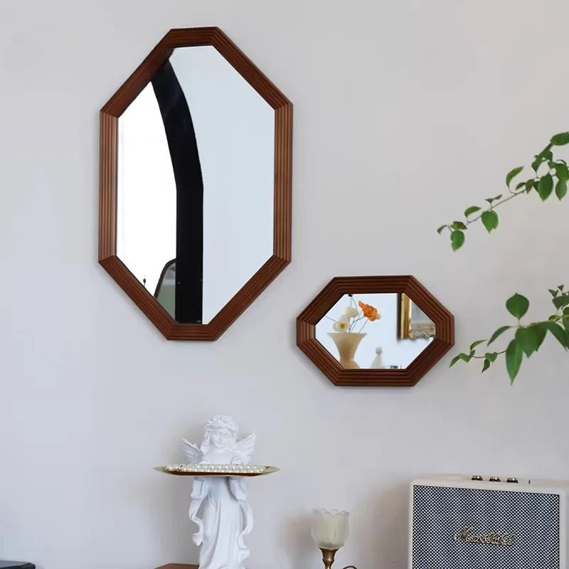 Nordic Pine Wood Framed Wall Mirror – Vintage Décor Decorative Wall Mirror Babs