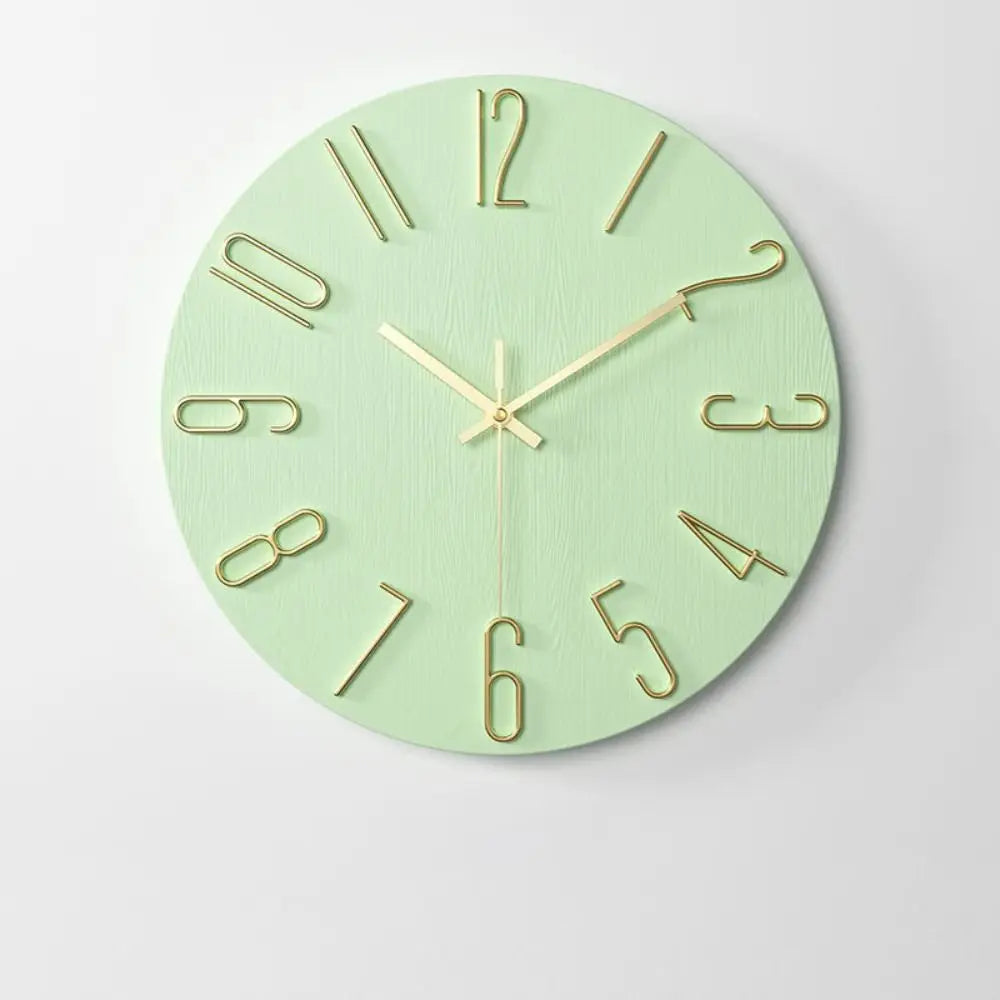 12-Inch Silent Wood Grain Wall Clock | 3D Numbers | 6 Colors Wall Clock Babs