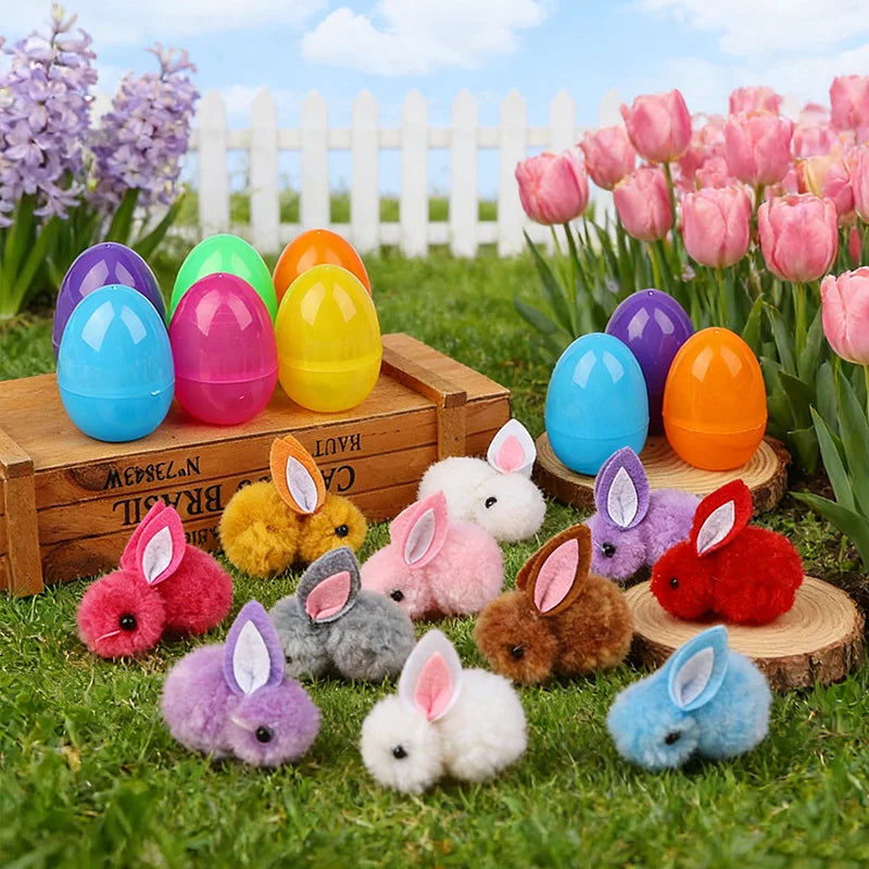 24/48Pcs Easter Eggs with Rabbit Figures for Kids Egg Hunt Easter Party Favors Babs