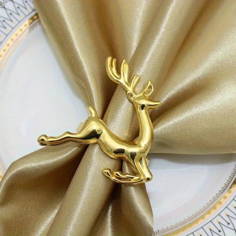 4-Pack Christmas Reindeer Napkin Rings – Holiday Table Decor Napkin Rings Babs